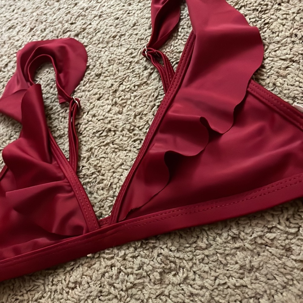 EUC VICI Red Ruffle Shoulder Bikini Large - Picture 5 of 5
